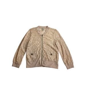 Eyelash Couture Lace Cream Zip Up Jacket Large